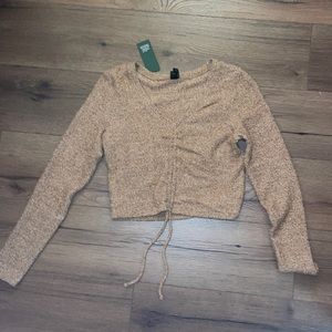 Soft brown scrunch front sweater